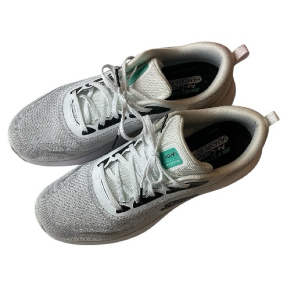 Skechers Vapor Foam Air-Cooled memory foam, silver, white athletic shoes Size 11